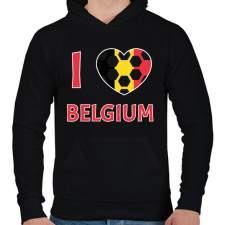 PRINTFASHION I love Belgium - Férfi kapucnis pulóver - Fekete férfi pulóver, kardigán