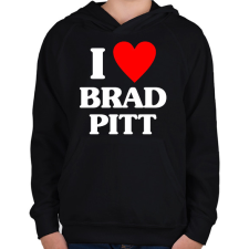 PRINTFASHION I love brad pitt - Gyerek kapucnis pulóver - Fekete gyerek pulóver, kardigán