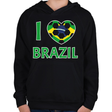 PRINTFASHION I love Brazil - Gyerek kapucnis pulóver - Fekete
