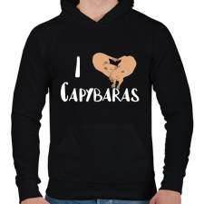 PRINTFASHION I love capybara - Férfi kapucnis pulóver - Fekete férfi pulóver, kardigán