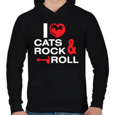 PRINTFASHION i_love_cats - Férfi kapucnis pulóver - Fekete férfi pulóver, kardigán