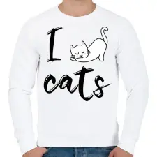 PRINTFASHION I love cats - Férfi pulóver - Fehér férfi pulóver, kardigán
