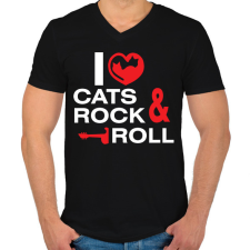 PRINTFASHION i_love_cats - Férfi V-nyakú póló - Fekete férfi póló