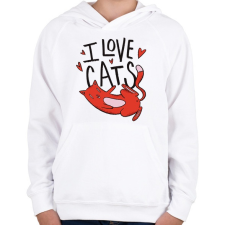 PRINTFASHION I love Cats - Gyerek kapucnis pulóver - Fehér gyerek pulóver, kardigán