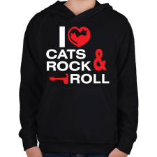PRINTFASHION i_love_cats - Gyerek kapucnis pulóver - Fekete gyerek pulóver, kardigán
