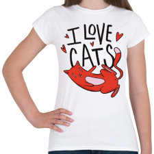 PRINTFASHION I love Cats - Női póló - Fehér női póló
