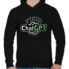 PRINTFASHION I love ChatGPT - Férfi kapucnis pulóver - Fekete