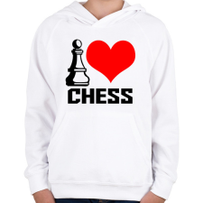 PRINTFASHION I love chess - Gyerek kapucnis pulóver - Fehér gyerek pulóver, kardigán