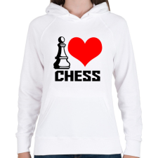 PRINTFASHION I love chess - Női kapucnis pulóver - Fehér női pulóver, kardigán