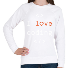 PRINTFASHION I love coding - Női pulóver - Fehér női pulóver, kardigán
