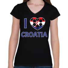 PRINTFASHION I love Croatia - Női V-nyakú póló - Fekete női póló