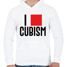 PRINTFASHION I love cubism - Férfi kapucnis pulóver - Fehér férfi pulóver, kardigán