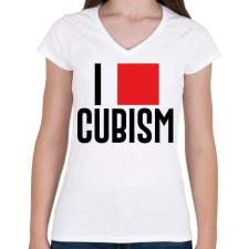 PRINTFASHION I love cubism - Női V-nyakú póló - Fehér női póló