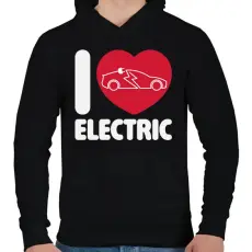 PRINTFASHION I love electric - Férfi kapucnis pulóver - Fekete