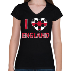 PRINTFASHION I love England - Női V-nyakú póló - Fekete
