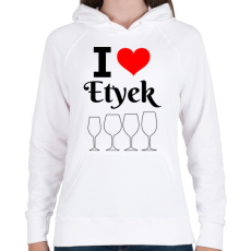 PRINTFASHION I love Etyek - Női kapucnis pulóver - Fehér
