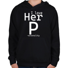 PRINTFASHION I love - férfi - Gyerek kapucnis pulóver - Fekete