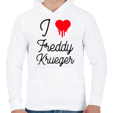 PRINTFASHION I love Freddy Krueger - Férfi kapucnis pulóver - Fehér