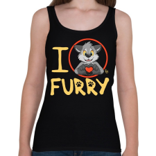 PRINTFASHION I Love Furry - Női atléta - Fekete női trikó