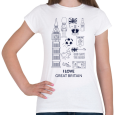 PRINTFASHION I LOVE GREAT BRITAIN - Női póló - Fehér