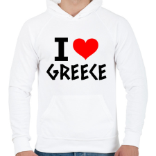 PRINTFASHION I love Greece 2 - Férfi kapucnis pulóver - Fehér férfi pulóver, kardigán