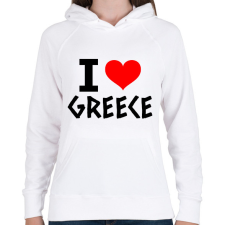 PRINTFASHION I love Greece 2 - Női kapucnis pulóver - Fehér női pulóver, kardigán