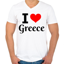 PRINTFASHION I love Greece - Férfi V-nyakú póló - Fehér férfi póló