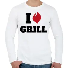 PRINTFASHION I love grill - Férfi hosszú ujjú póló - Fehér férfi póló