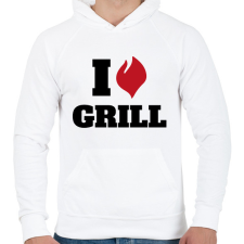 PRINTFASHION I love grill - Férfi kapucnis pulóver - Fehér férfi pulóver, kardigán