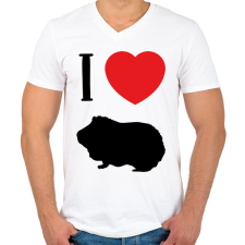 PRINTFASHION I love guinea pig - Férfi V-nyakú póló - Fehér férfi póló
