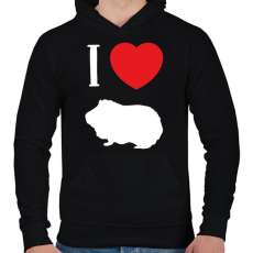 PRINTFASHION I love guinea pig (white) - Férfi kapucnis pulóver - Fekete