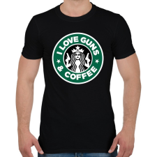 PRINTFASHION I love guns and coffee - Férfi póló - Fekete férfi póló