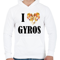 PRINTFASHION I love Gyros - Férfi kapucnis pulóver - Fehér