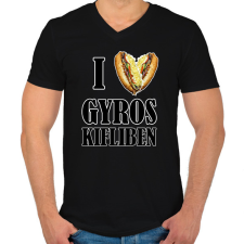 PRINTFASHION I love Gyros kifliben - Férfi V-nyakú póló - Fekete férfi póló