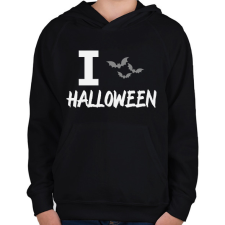 PRINTFASHION I love Halloween - Gyerek kapucnis pulóver - Fekete gyerek pulóver, kardigán