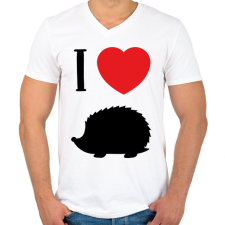 PRINTFASHION I love hedgehog (black) - Férfi V-nyakú póló - Fehér férfi póló
