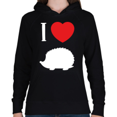 PRINTFASHION I love hedgehog (white) - Női kapucnis pulóver - Fekete