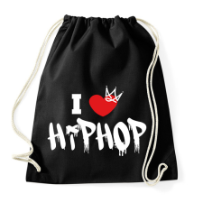 PRINTFASHION I love hiphop (white) - Sportzsák, Tornazsák - Fekete tornazsák