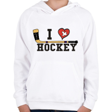 PRINTFASHION I love hockey - Gyerek kapucnis pulóver - Fehér gyerek pulóver, kardigán