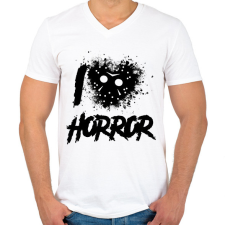 PRINTFASHION I love horror - Férfi V-nyakú póló - Fehér férfi póló