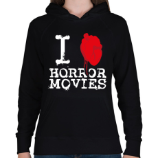 PRINTFASHION I love horror movies - Női kapucnis pulóver - Fekete