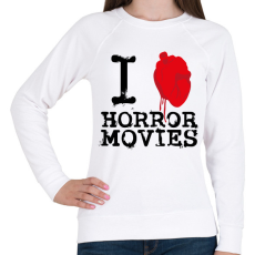 PRINTFASHION I love horror movies - Női pulóver - Fehér