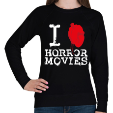 PRINTFASHION I love horror movies - Női pulóver - Fekete