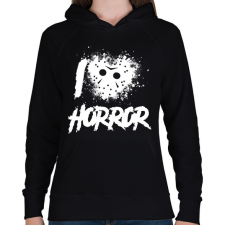 PRINTFASHION I love horror - Női kapucnis pulóver - Fekete női pulóver, kardigán