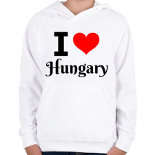PRINTFASHION I love Hungary - Gyerek kapucnis pulóver - Fehér gyerek pulóver, kardigán