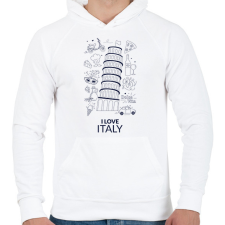 PRINTFASHION I LOVE ITALY 1 - Férfi kapucnis pulóver - Fehér férfi pulóver, kardigán