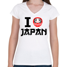 PRINTFASHION I love Japan 4 - Női V-nyakú póló - Fehér női póló