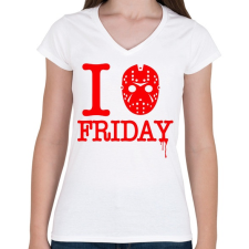 PRINTFASHION I love Jason! - Női V-nyakú póló - Fehér női póló