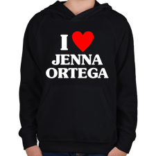 PRINTFASHION I LOVE JENNA ORTEGA - Gyerek kapucnis pulóver - Fekete gyerek pulóver, kardigán