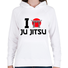 PRINTFASHION I love Ju Jitsu - Női kapucnis pulóver - Fehér női pulóver, kardigán